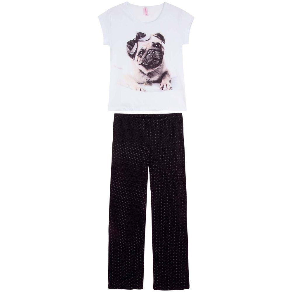 Pijama-Feminino-Lua-Encantada-Curto-Malha-Bulldog