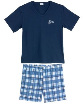 Pijama-Masculino-Lua-Encantada-Curto-Xadrez