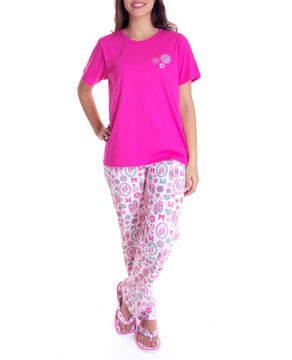 Pijama-Feminino-Compose-Longo-Flores-Sapatilhas