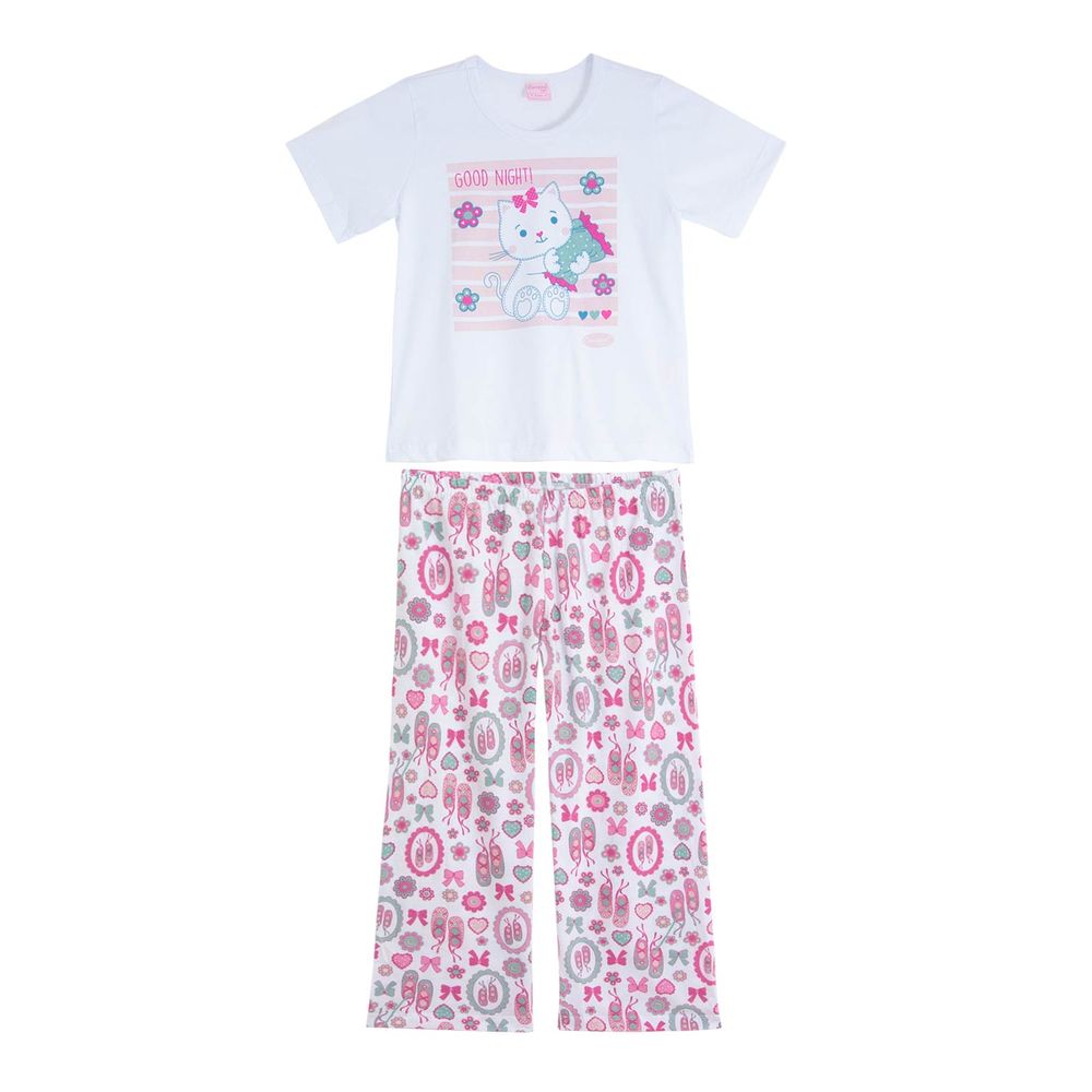 Pijama-Infantil-Feminino-Compose-Longo-Gato