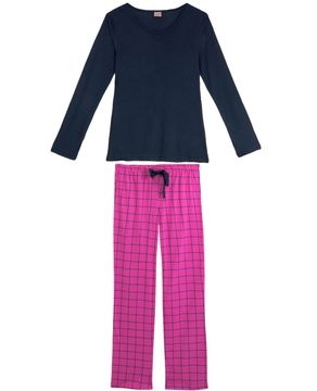 Pijama-Feminino-Lua-Encantada-Calca-Xadrez