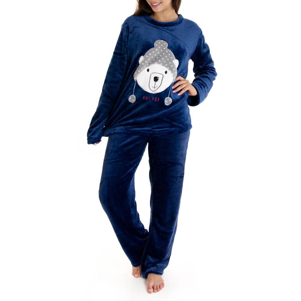 Pijama-Feminino-Any-Any-Longo-Soft-Urso-Polar