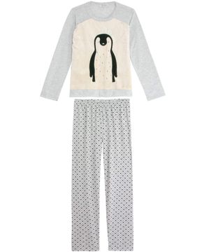 Pijama-Feminino-Lua-Cheia-Longo-Pinguim-Peluciado