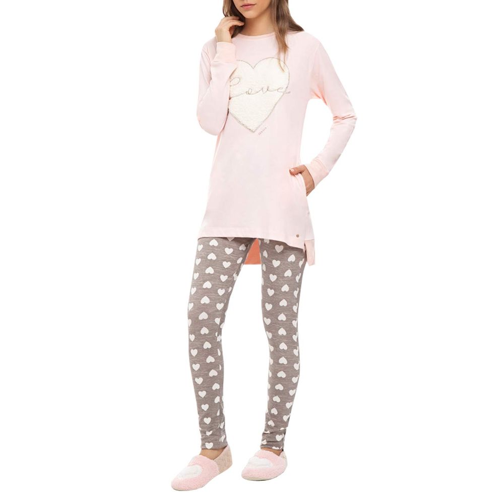 Pijama-Feminino-Lua-Lua-Legging-Coracao-Peluciado