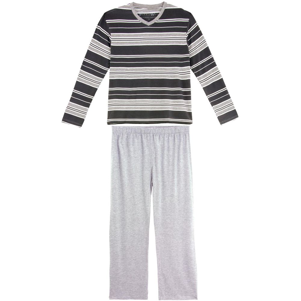 Pijama-Plus-Size-Masculino-Fits-Well-Longo-Modal-Listra