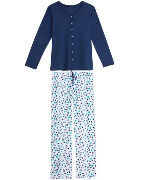 Pijama-Feminino-Recco-Algodao-Aberto-Calca-Estrelas