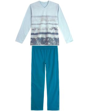 Pijama-Masculino-Recco-Malha-Flanelada-Listras