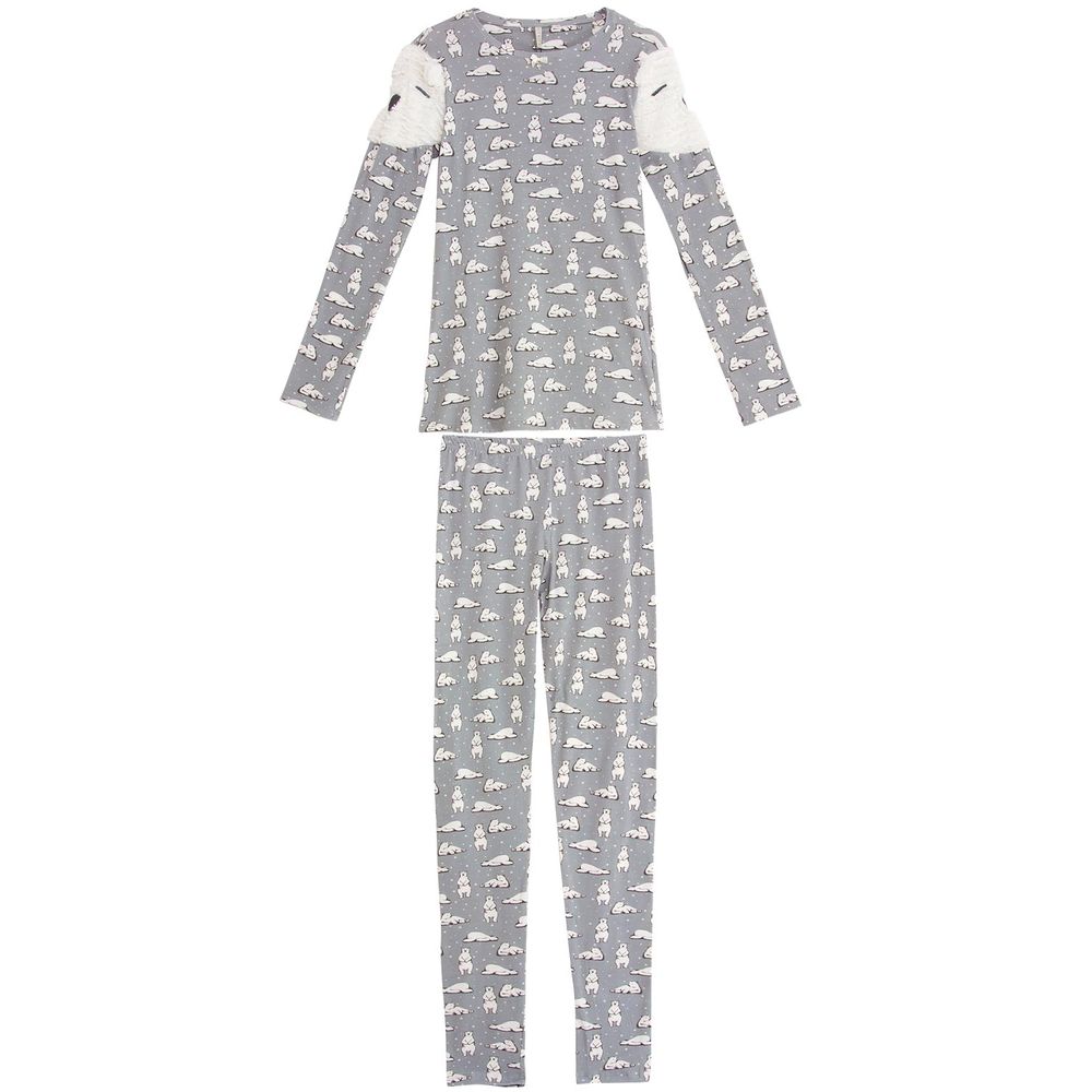 Pijama-Feminino-Lua-Lua-Longo-Urso-Polar-Peluciado