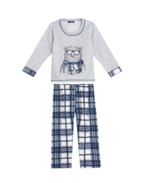 Pijama-Infantil-Masculino-Lua-Cheia-Calca-Xadrez-Urso