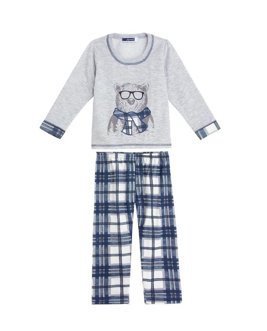Pijama-Infantil-Masculino-Lua-Cheia-Calca-Xadrez-Urso