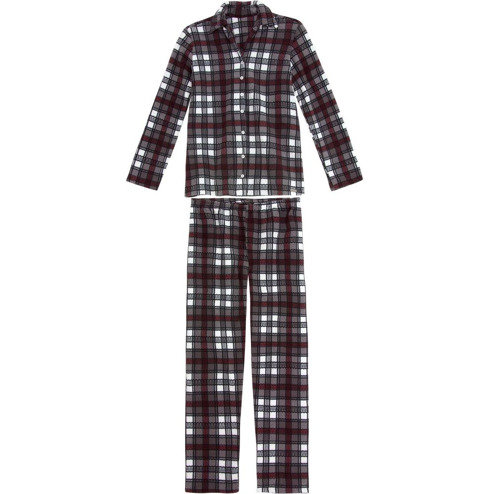 Pijama-Feminino-Recco-Longo-Soft-Aberto-Xadrez