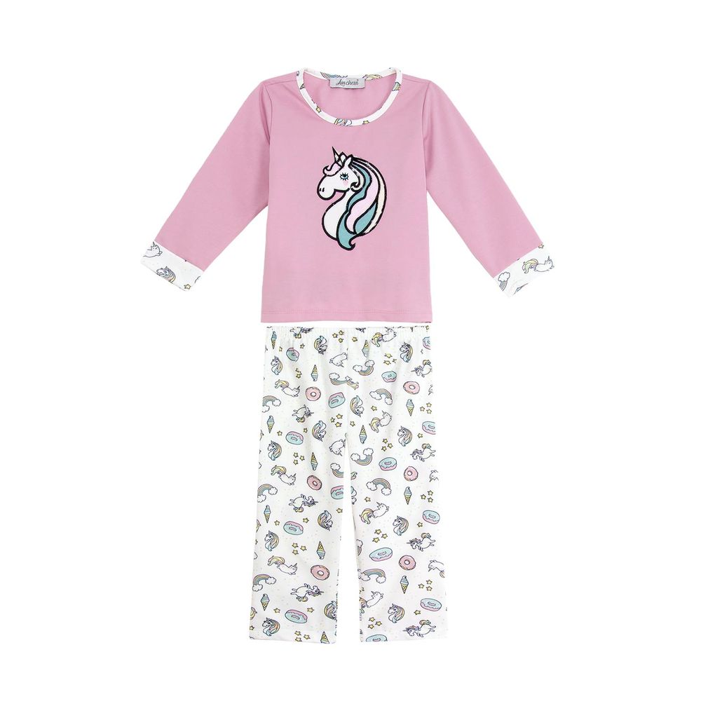 Pijama-Infantil-Feminino-Lua-Cheia-Flanelado-Unicornio