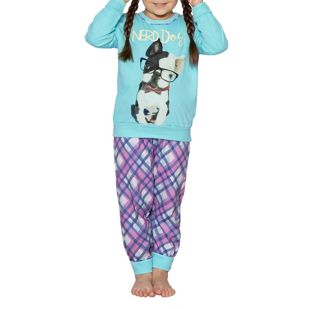 Pijama-Infantil-Feminino-Laibel-Longo-Algodao-Bulldog