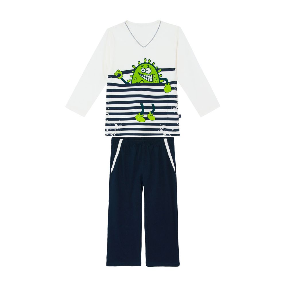 Pijama-Infantil-Masculino-Recco-Algodao-Monstro-Listras