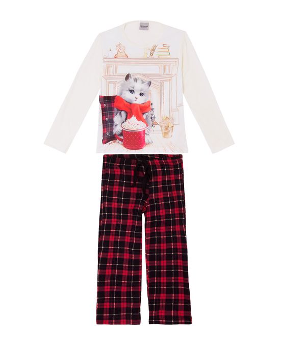 Pijama-Infantil-Feminino-Lua-Encantada-Gato-Xadrez