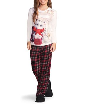 Pijama-Infantil-Feminino-Lua-Encantada-Gato-Xadrez