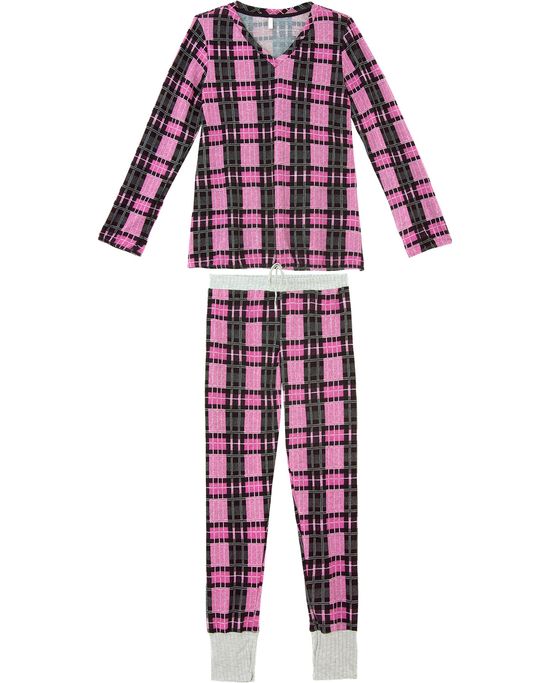 Pijama-Feminino-Joge-Longo-Malha-Tricot-Xadrez