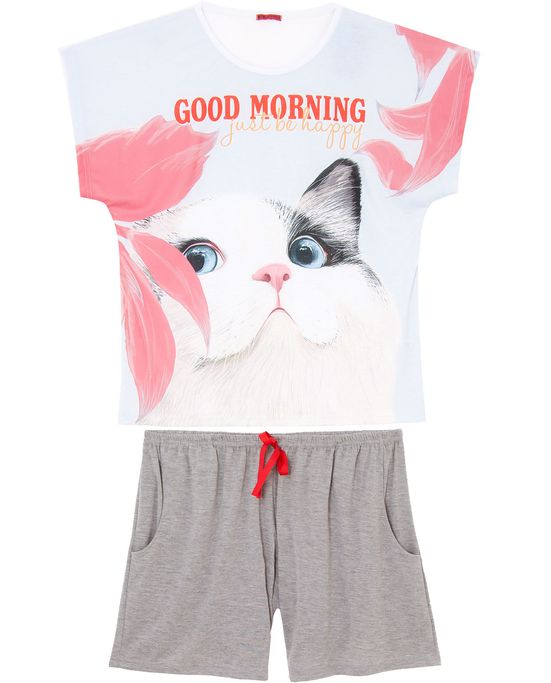 Pijama-Plus-Size-Feminino-Curto-Toque-Poliplex-Gato