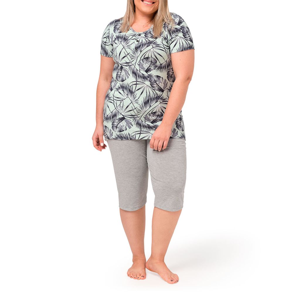 Pijama-Plus-Size-Capri-Toque-Viscolycra-Tropical