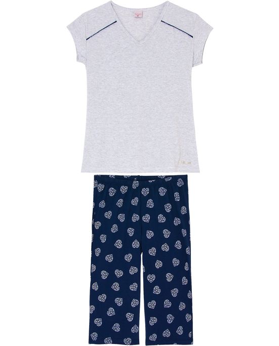 Pijama-Capri-Lua-Encantada-Algodao-Coracao-Diamante Pijama-Capri-Lua-Encantada-Algodao-Coracao-Diamante