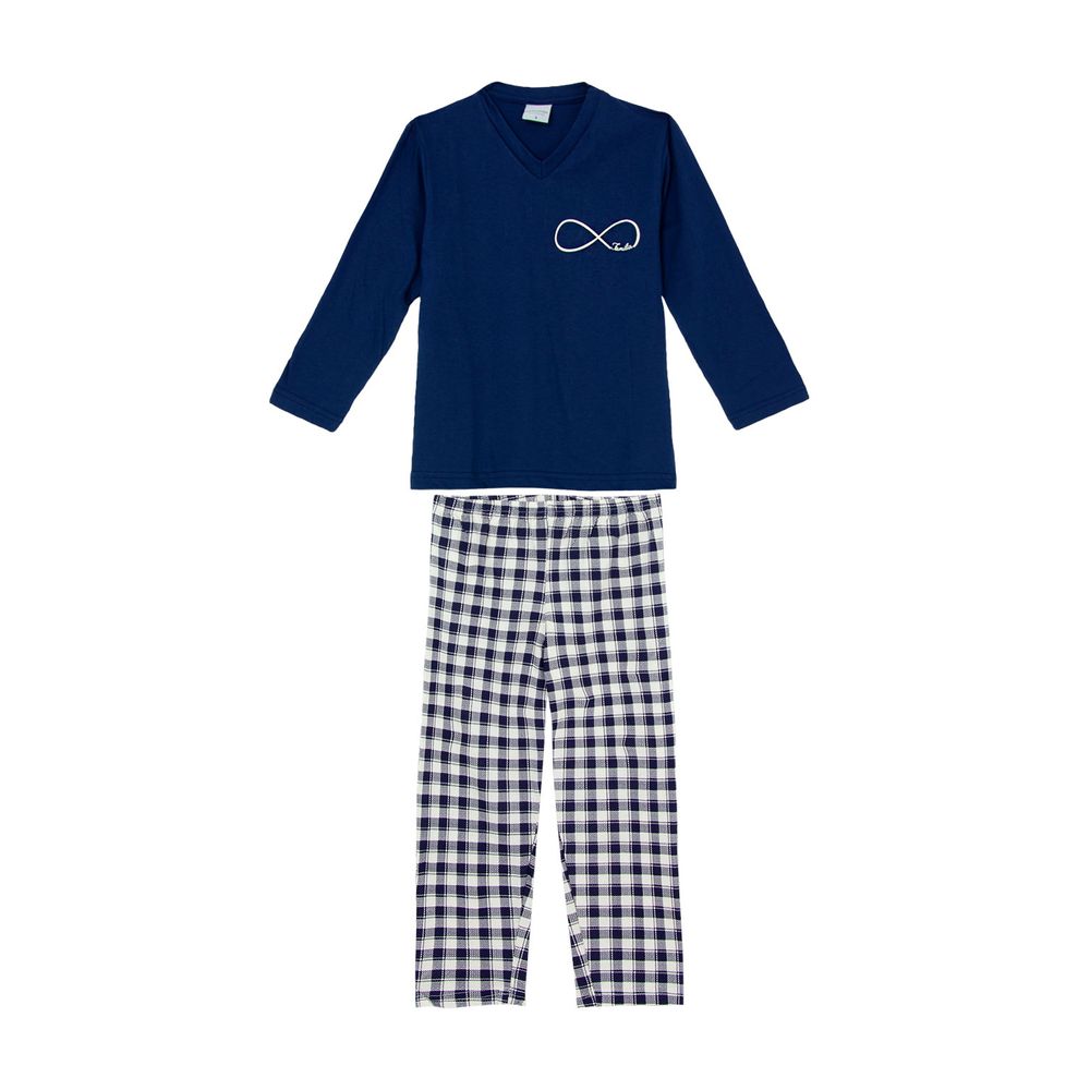 Pijama-Infantil-Feminino-Lua-Encantada-Calca-Xadrez