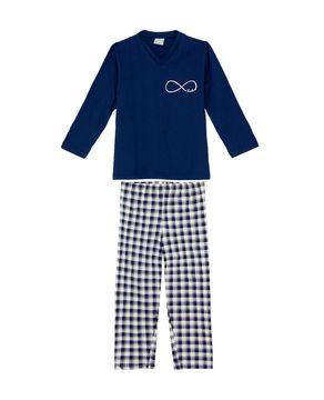 Pijama-Infantil-Feminino-Lua-Encantada-Calca-Xadrez