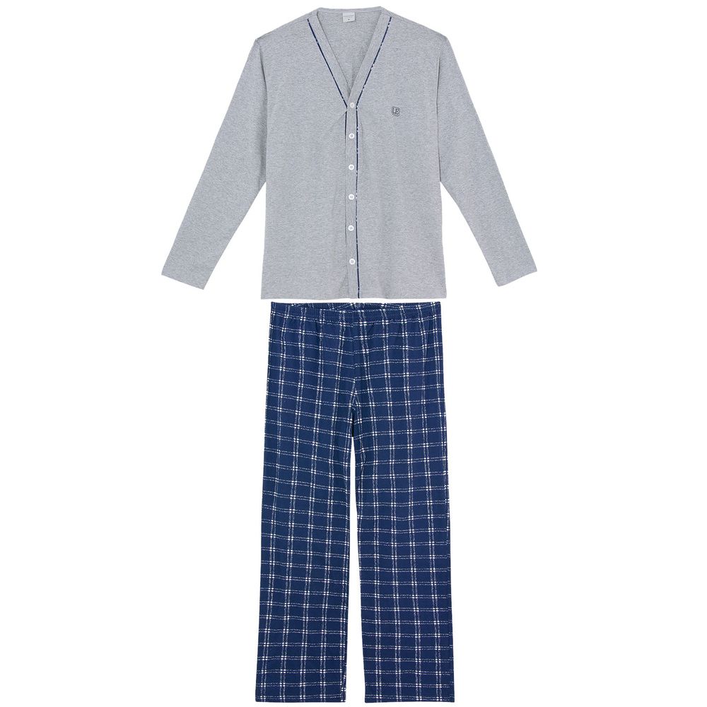 Pijama-Masculino-Aberto-Lua-Encantada-Calca-Xadrez