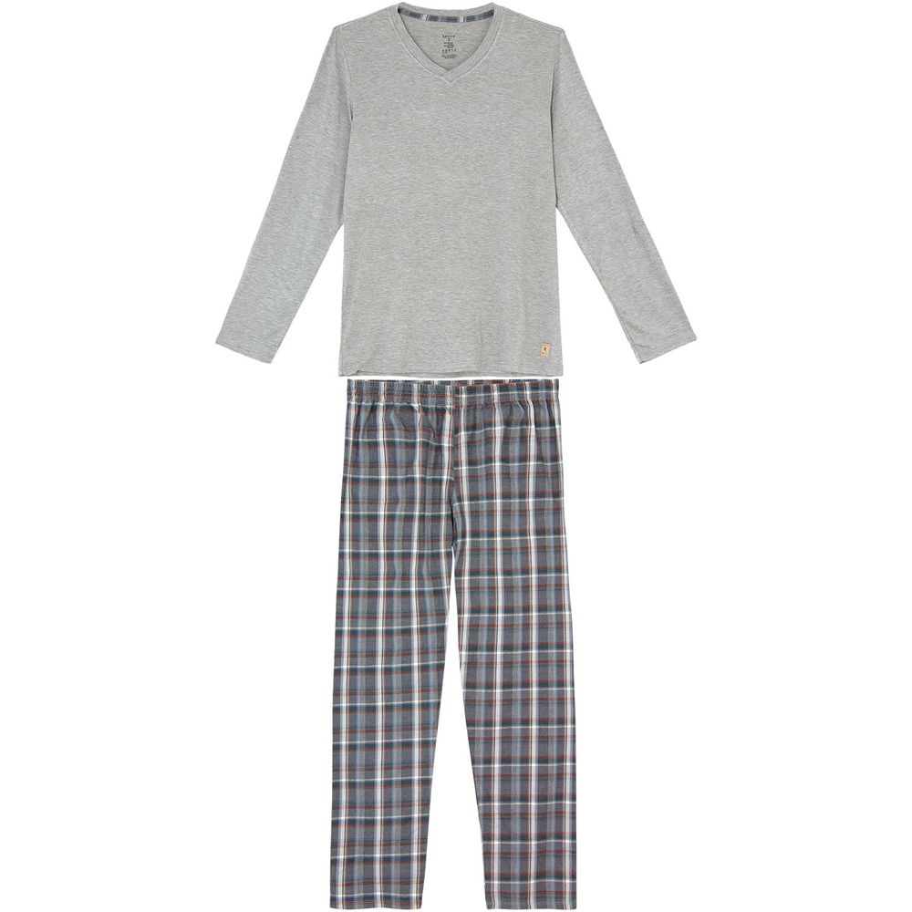 Pijama-Masculino-Recco-Viscolycra-Calca-Flanela-Xadrez