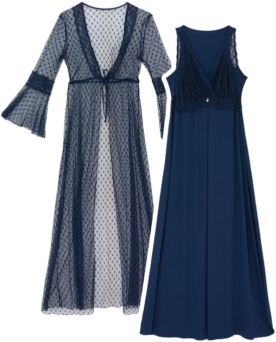 Camisola-com-Robe-Recco-Tule-Viscolycra-Renda Camisola-com-Robe-Recco-Tule-Viscolycra-Renda