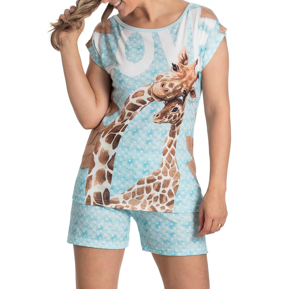 Pijama-Feminino-Curto-Toque-Viscolycra-Girafas