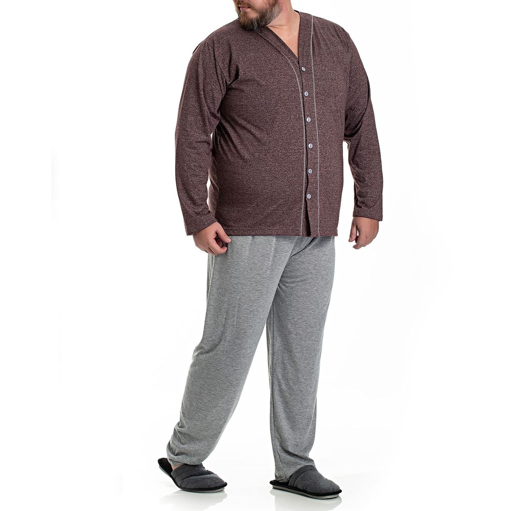 Pijama-Plus-Size-Masculino-Aberto-Toque-Malha-Mescla