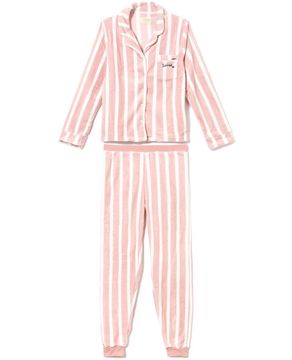 Pijama-Feminino-Aberto-Lua-Lua-Soft-Fleece-Listras