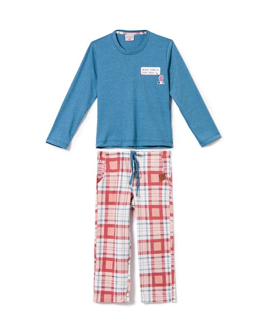 Pijama-Infantil-Feminino-Lua-Encantada-Algodao-Xadrez