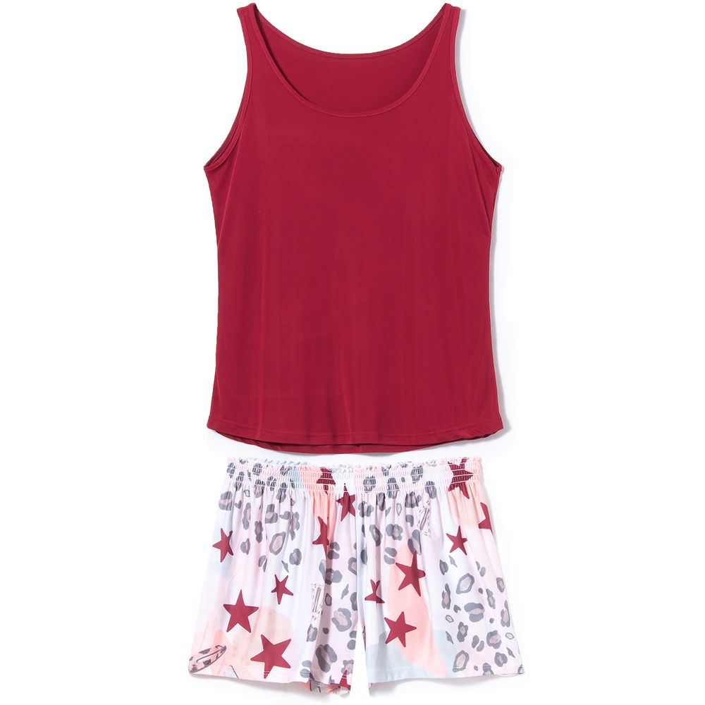 Pijama-Feminino-Regata-Recco-Microfibra-Short-Estrelas