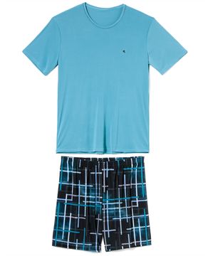 Pijama-Masculino-Curto-Recco-Microfibra-Geometrico