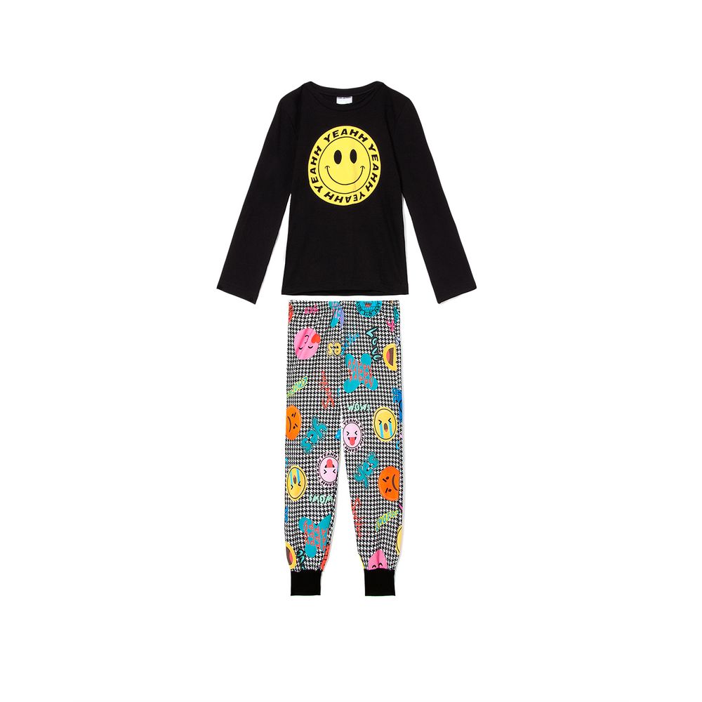 Pijama-Infantil-Unissex-Toque-Molecotton-Emoji