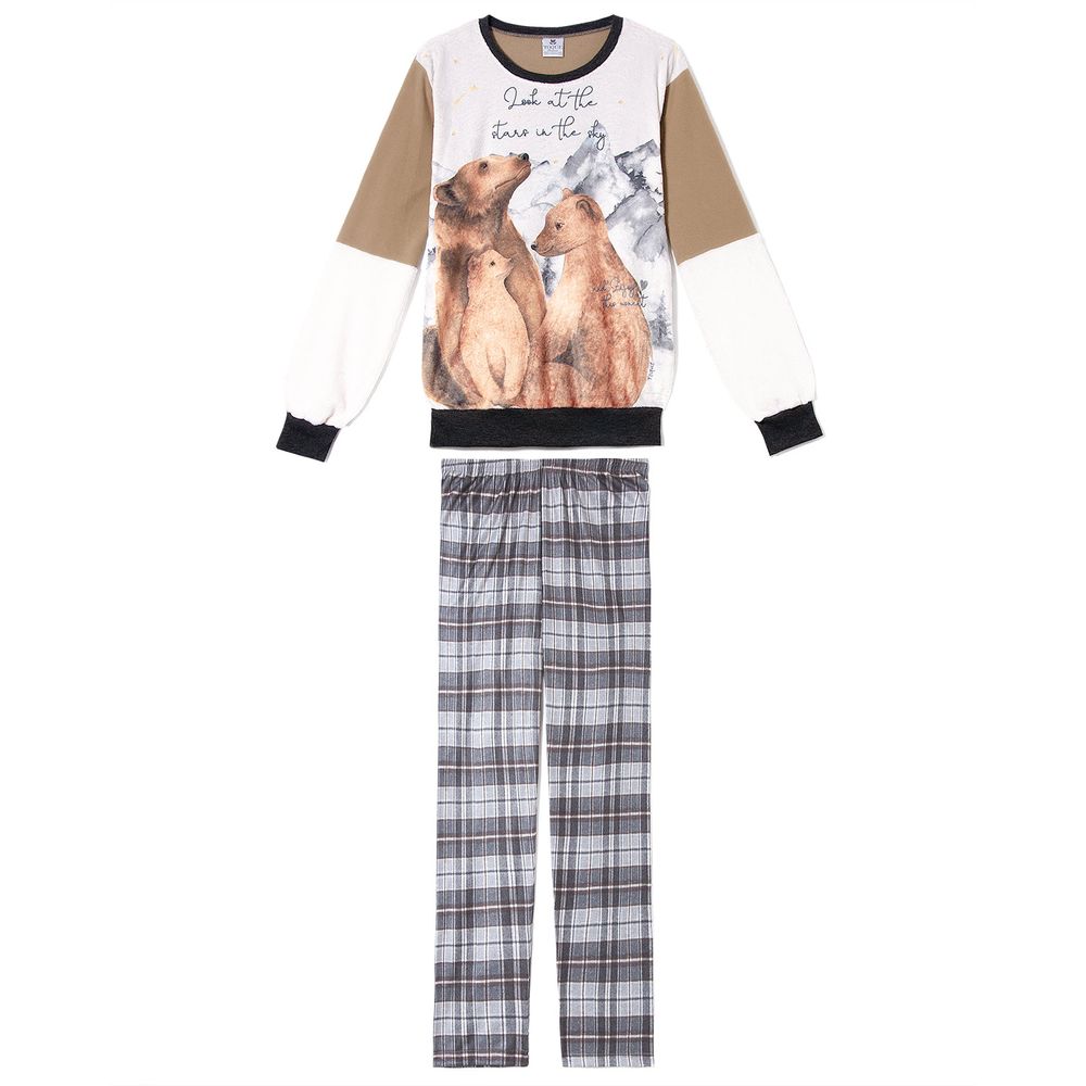 Pijama-Feminino-Toque-Soft-Urso-Polar-Calca-Xadrez