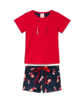 Pijama Infantil Feminino Lua Luá Malha Urso Xadrez