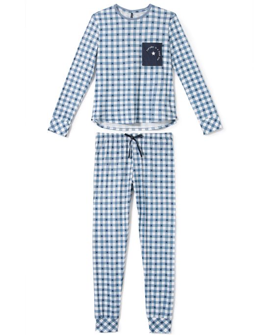 Pijama-Feminino-Jogger-Lua-Lua-Touch-Xadrez-Punhos