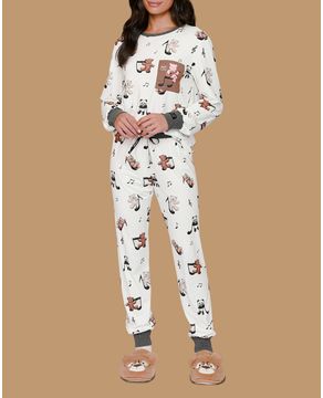 Pijama-Feminino-Jogger-Lua-Lua-Touch-Punhos-Ursos