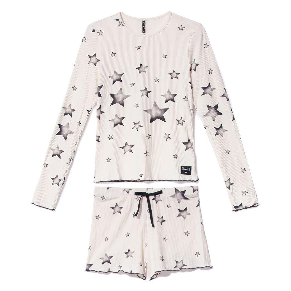 Pijama-Manga-Longa-e-Short-Lua-Lua-Canelado-Star
